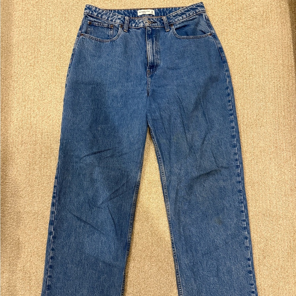 Abercrombie & Fitch Dark Wash Curve Love Loose High-Rise Jeans